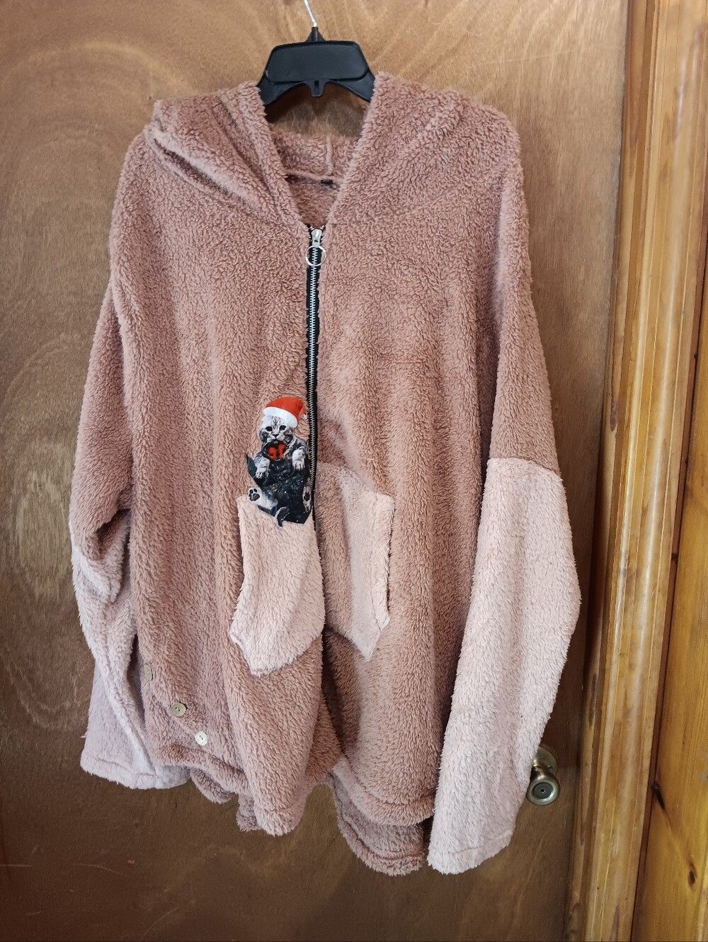 Cozy Womans Hooded Sherpa Jacket - Dusty Rose